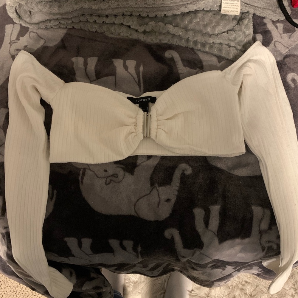 off the shoulder white mini crop top